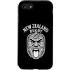 New Zealand Rugby Maori Inspired Kiwi Ha Custodia per iPhone SE (2020) / 7/8 Rugby della Nuova Zelanda - Maori Haka Face con motivo felce argentata