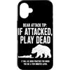 Vintage Hiking Outdoor Nature Lover Grap Custodia per iPhone 16 Plus Bear Attack Tip Se Attaccato Gioca Morto Divertente Escursionismo Umorismo