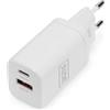 DIGITUS Caricabatterie Universale 30 W - 1x USB-C - 1x USB-A - Caricatore rapido Power Delivery (PD 3.0) e Quick Charge (QC 3.0) - per iPhone, iPad, Samsung Galaxy, Xiaomi, Huawei - Bianco
