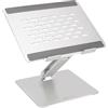 Amazon Basics Supporto Ergonomico Regolabile per Laptop, Multiangolo con Sfiato per il Calore, Cerniere Preserrate per la Stabilità, Adatto per Laptop da 10" a 17" (25.4-43,2cm), Argento