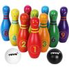 Toys of Wood Oxford TOWO Birilli in Legno per Bambini - Set di Birilli in Legno con Emozioni e Numeri facciali - Set da Bowling a 10 Birilli per Bambini Giocattoli da Interno e da Giardino - 2 Anni
