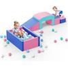 Helangel Blocchi da costruzione XXL in schiuma per bambini, blocchi da arrampicata con custodia in pelle, gioco morbido per arrampicata per bambini da 1 a 3 anni (piscina con palline rosa blu-6)
