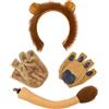 XNIVUIS 3 Pezzi Costume da Leone,Animale Leone Costume Set,Leone Fantasia Accessori,Orecchie di Leone e la Coda Zampa Guanti Set,per Adulti Bambini Carnevale Compleanno Stage Performance (3 PCS)