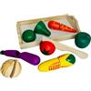 Generico Montessori Cibo Giocattolo per Bambini Verdura in Legno con Vassoio Legno Alimenti Gioco Frutta Verdura Pane Salame Accessori Cucina Giocattolo Bambini Accessori Cibo Verdura Frutta Tagliare (B)