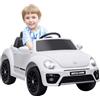 AIYAPLAY auto elettrica per bambini 12V auto per bambini con telecomando 2.4G, musica, clacson, auto elettrica con luci LED, connessione USB/MP3, 3-5 km/h, per bambini 3-5 anni, bianco