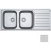 Franke Spark SKL 621 101.0716.430 Lavello da Incasso 2 Vasche con Gocciolatoio Reversibile 116 x 50 cm Acciaio inox Finitura Dekor Anigraffio