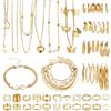 JSTHHTT 46 Pezzi Oro Parure Gioielli per Donna, Gioielli Donna Collana Oro, Jewellery, Oro Collana Dorata Set Bracciali e Bigiotteria, per Donne Ragazze Uso Quotidiano e Occasioni Festive Gioielli