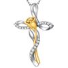jiamiaoi Collana Rosa, Collana con Croce Donna Argento, Collana con Ciondolo Croce Gioielli per Donne Ragazze