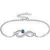 Arrebol Bracciale Infinito Donna Argento Sterling 925 Simbolo Infinity Bracciali con Blu Cuore Zirconi con Scatola Regalo, Regolabile 16+4cm