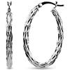 LeCalla Sterling Silver Jewelry forma ovale placcati Rhodium Texture Orecchino ad anello per le donne