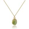 Yifnny Collane di gemme irregolari per le donne, Collana a goccia in acciaio inox oro argento Ciondolo di pietra naturale per le donne Cristallo pietra di luna Gioielli Regali (Oro Verde)