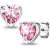Suplight Orecchini Donna Argento 925 con Pietra Portafortuna a Cuore | Orecchini Punto Luce Donna Argento 925 Ipoallergenici con Pietre di Nascita per 12 Mesi Regalo per Donna Natale Compleanno
