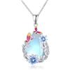 Tiehuoxia Collana Farfalla con Pietra di Luna in Argento Sterling 925 e Ciondolo Loto a Goccia, Gioielli Animali Regali Matrimonio Compleanno Natale per Donne, Madre, Moglie, Amiche