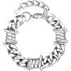 Bestyle Bracciale Uomo con Punte a Spina, Catena Spessa Argento con Spine, Larghezza 12MM Argento, Bracciali Acciaio Uomo Hip-Hop Stile Urbano Regalo per Lui