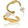 Craft Voyage 18 K Gold Plated Sculptural Wave Cuff Stud Earrings - Modern Minimalist Luxury for Everyday Elegance