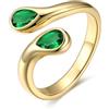 Bestyle Anello Donna Oro Regolabile a Goccia con Pietre Portafortuna