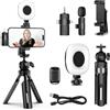 UBeesize Kit per vlogging per iPhone e Android, YouTube Starter Kit per creatori di contenuti con luce video LED, microfono, clip per telefono, treppiede regolabile per Vlogging, YouTube, Instagram