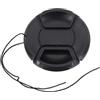 Kivivaka Copriobiettivo centrale da 58 mm per fotocamere DSLR e mirrorless, protezione frontale con cinghia, in plastica ABS nera (82 mm)