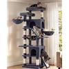 Feandrea Albero per Gatti XXL, Tiragraffi per Più Gatti, 55 x 45 x 206 cm | Tronchi in Sisal, 7 Aree di Riposo, Grigio Scuro, COLLEZIONE CLAWFY PCT021G201
