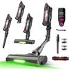 FAMIVAC Aspirapolvere senza Fili 60KPa/50Min/120㎡, Tubo Pieghevole, Autoportante con Spazzola Antigroviglio, Luce Verde, Scopa Elettrica Potente per Pavimento Duro/Moquette/Peli, FV3-Lilas