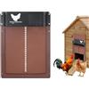 ANEELV Porta automatica pollaio 2.0 con sensore luce, a batteria | Apriporta per pollaio, include cursore con guide, adatto per polli, anatre & altro pollame. Marrone.