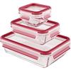 Emsa Clip & Close Vetro 017033514169 Contenitore Salvafreschezza, Set 3 Pezzi, 0,2 L / 0,5 L / 1,3 L