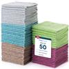 SIMPLI-MAGIC Cotton Wash Cloths 12x12 (50 Pack) - Highly Absorbent Soft Towels for Bathroom - Commercial Terry Washcloth for Face, Hand, Bath, Kitchen, Gym & Hotel (Multicolor)