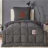 Karaca Home Karaca Motto Antracite 155X220 cm Set letto comfort in cotone, Federa 80 cm x 80 cm, Set trapuntino, Lenzuolo matrimoniale, Morbido e di sostegno, Piumone, Trapunta
