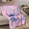 OMYDREAM Plaid in pile Disney Home Stitch Wavy | 110 x 140 cm | bambino | stampa di alta qualità | Oeko-TEX | rosa | regalo ragazza (rosa, 110 x 140 cm)
