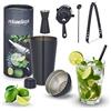 Relaxdays Set da Cocktail, 5 Accessori da Barman, Shaker, 500 ml, Acciaio Inox, Kit da Barista, Angolo Bar Casa, Nero