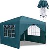 Aufun Gazebo pieghevole, 2,5 x 2,5 m, impermeabile, pieghevole, con 4 pannelli laterali, protezione UV per feste, matrimoni e picnic, colore: verde