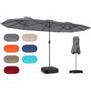 RELAX4LIFE Ombrellone Doppio da Giardino con Base, Ombrellone da Balcone con Apertura a Manovella, Tetti Ventilati, Parasole da Esterno per Patio, Cortile, Ristorante o Bar (Grigio, 393 x 198 cm)