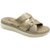 3Rose 400 Ciabatte Donna con Doppia Fascia Effetto Nodo Laminato - Pantofole Casa e Outdoor Estive - Eleganti da Giorno Comfort Anatomico Zeppa 4,5 cm e Plantare Estraibile Vera Pelle (Panna, 41)