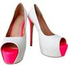 Frankie Hsu Décolleté con tacco alto con plateau a spillo con tacco alto, carino bianco caldo al neon rosa stile moda, grandi grandi scarpe da donna da uomo, bianco, 40.5 EU