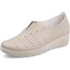 Fly Flot Scarpa Donna in Microfibra Elasticizzata con Fori e Inserto Elastico, Sottopiede in Memory Estraibile, Mocassino, Beige, 37 EU