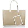Tommy Hilfiger Borsa Tote Bag Donna Iconic Tommy Tote Pelle Sintetica, Beige Taglia Unica