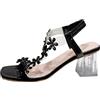 Uwdiohq Sandali Donna Eleganti Da Trasparenti Con Tacco E Zeppa, Casual (Black, 38) Scarpe Tacchi Neri Basso Sposa Cuoio Estivi Sandalo Estivo Elegante 12 Plateau Strass Ortopedici Estive