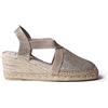 Toni Pons Espadrillas da Donna in Tessuto di Cotone - Triton - Platino, 38 EU