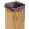 VIVAGARDEA 7x Copripalo a Piramide 71x71 mm - Cappuccio per Pali in Legno 70x70 mm - Acciaio Zincato e Verniciato a Polvere Nero - Protezione Resistente per Recinzioni e Giardino - Con 2 Fori di Fissaggio