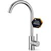 JUPPLIES Rubinetto Lavello Cucina in Acciaio Inox 304 - Miscelatore Monocomando Girevole 360° con Acqua Calda e Fredda | Installazione Facile, Design Moderno e Resistente alla Corrosione