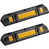 Wiltec Delimitatore di parcheggio, 2 battiruota in gomma 600x120x80mm con fasce rifrangenti, Fermaruota