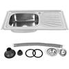HUOLE Lavello in acciaio inox, Lavello da incasso con foro per rubinetto,lavello in acciaio inox,Lavello Cucina Vasca con Gocciolatoio DX in Acciaio da Appoggio(90 * 50 * 15 cm (argento))