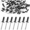 YUDAWN Set di 150 rivetti ciechi in alluminio, 4,8 x 20 mm, rivetti ciechi con flangia grande, rivetti pop con estremità aperta, rivetti ciechi per metallo, legno, plastica (nero)