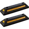 Wiltec Delimitatore di parcheggio, 2 battiruota in gomma 560x150x100mm con fasce rifrangenti, Fermaruota