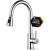 JUPPLIES Rubinetto Lavello Cucina con Doccetta Estraibile - Miscelatore Cucina in Acciaio Inox 304 Girevole 360° a 2 Modalità d'Acqua | Rubinetto da Cucina Facile da Installare, Anticalcare