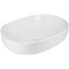 OGOMONDO Lavabo Da Appoggio Ceramica Bianco Ovale Arredo Bagno Lavandino 60x40x15 Cm Con Foro Scarico Centrale (Lucido)