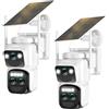 Abiso 10X Telecamera Wi-Fi Esterno,4K Triple Obiettivo Telecamera WiFi Senza Fili con Pannello Solare,Videocamera Sorveglianza WiFi,360°PTZ,Visione Notturna a Colori,Rilevamento Umano PIR,IP66,2 Pack