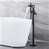 XDSMB Rubinetto Vasca da Bagno da Terra con Doccetta 360° Rotazione Miscelatore a Cascata per Vasca da Bagno 2 Modalità,nero