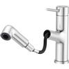 HURRAN Rubinetto da Bagno Estraibile, Miscelatore Monocomando per Lavabo con 2 Modalità, Rubinetto per Lavello da Utilizzo Generale, Acciaio Inox, Nickel Spazzolato