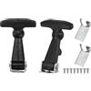 M METERXITY 2-Pack Ganci Elastici In Gomma SPCC Per Cofano, 2 Serrature A Cerniera Flessibili A T In Gomma Flessibile Con Viti Per Cassette Degli Attrezzi/Camper/Cofano [Argento Nero]